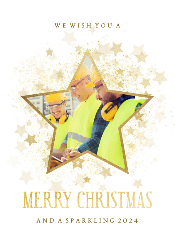 Zakelijke kerstkaart gouden ster met foto stijlvol - Zakelijke kerstkaarten Zakelijke kerstkaarten - Zakelijke kerstkaart gouden ster met foto stijlvol