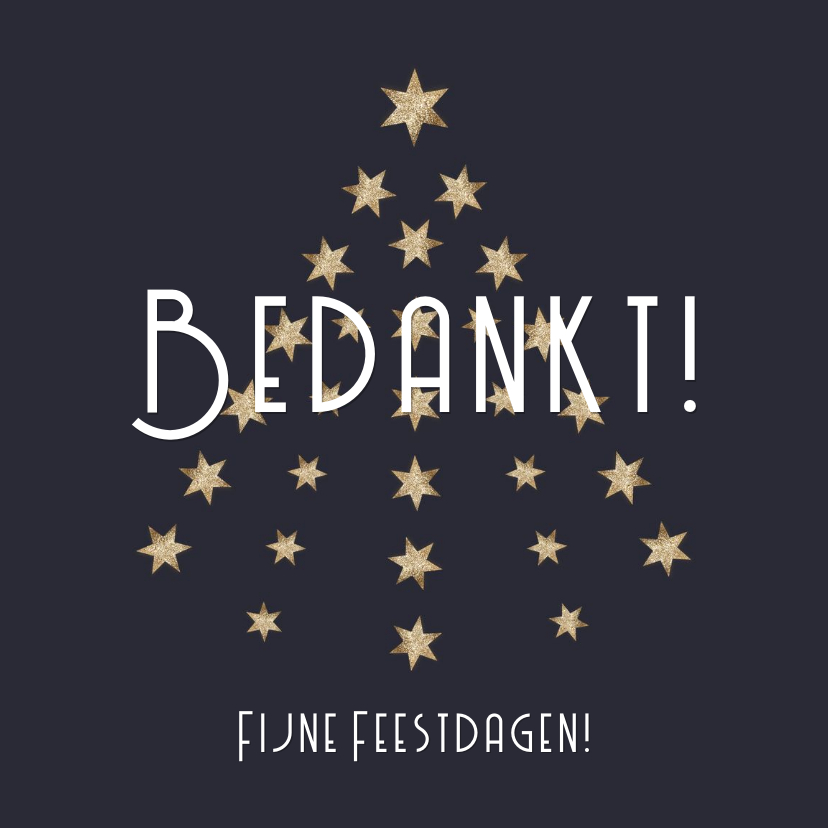 Zakelijke kerstkaarten - Zakelijke kerstkaart gouden sterren kerstboom
