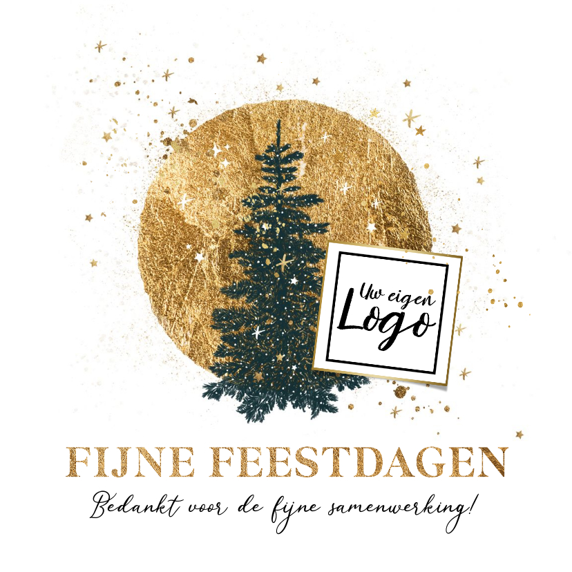 Zakelijke kerstkaarten - Zakelijke kerstkaart goudlook cirkel kerstboom illustratie