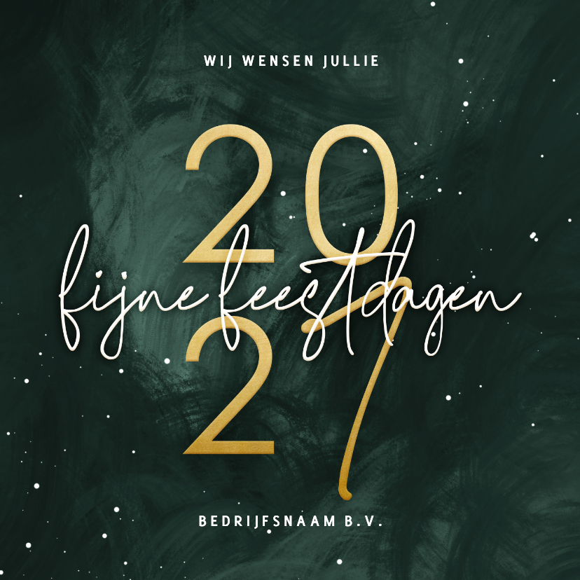 Zakelijke kerstkaart groene waterverf met goudlook 2027 - Zakelijke kerstkaarten Zakelijke kerstkaarten - Zakelijke kerstkaart groene waterverf met goudlook 2027