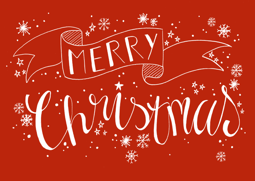 Zakelijke kerstkaart handlettering sneeuw sterren - Zakelijke kerstkaarten Zakelijke kerstkaarten - Zakelijke kerstkaart handlettering sneeuw sterren
