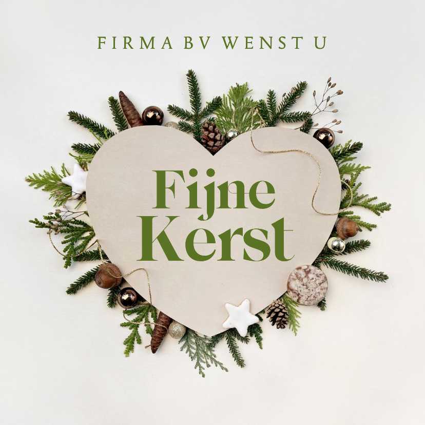 Zakelijke kerstkaart hart met kerstdecoratie - Zakelijke kerstkaarten Zakelijke kerstkaarten - Zakelijke kerstkaart hart met kerstdecoratie