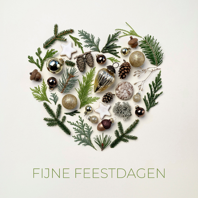 Zakelijke kerstkaarten - Zakelijke kerstkaart hart van natuurlijke kerstdecoratie