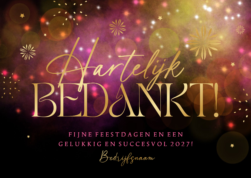 Zakelijke kerstkaart hartelijk bedankt vuurwerk sprankelend - Zakelijke kerstkaarten Zakelijke kerstkaarten - Zakelijke kerstkaart hartelijk bedankt vuurwerk sprankelend