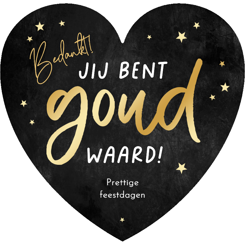 Zakelijke kerstkaart hartvorm bedankt goud waard collega - Zakelijke kerstkaarten Zakelijke kerstkaarten - Zakelijke kerstkaart hartvorm bedankt goud waard collega