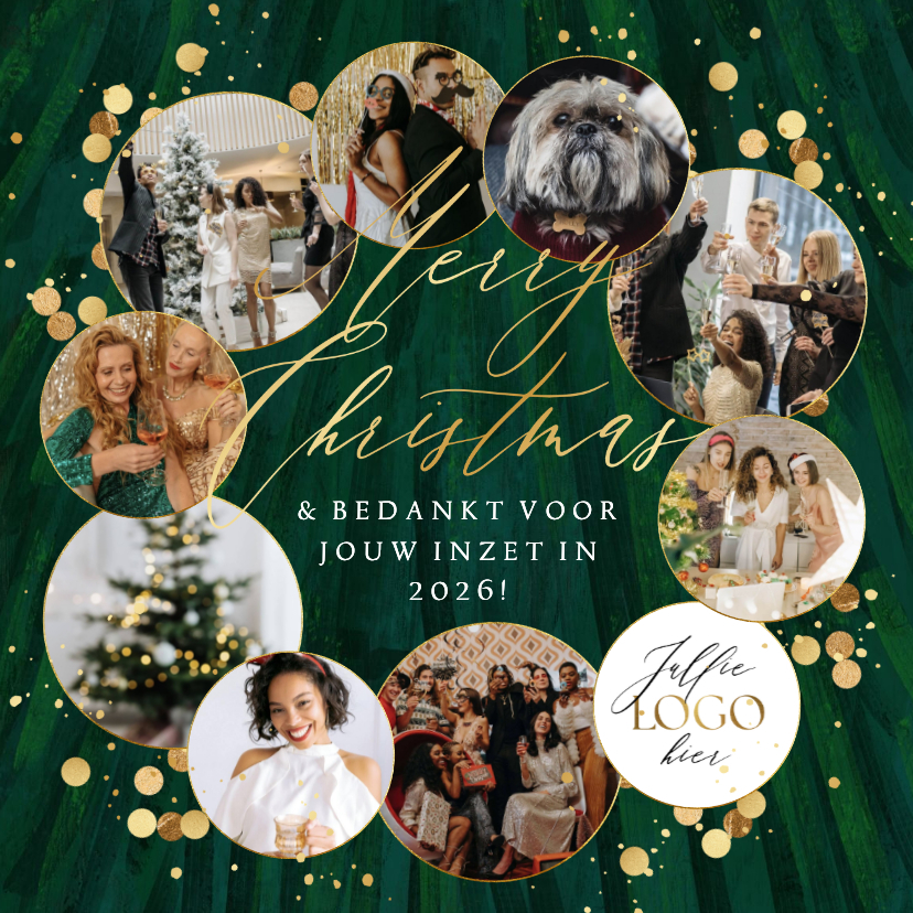 Zakelijke kerstkaart hightlights fotocollage goud - Zakelijke kerstkaarten Zakelijke kerstkaarten - Zakelijke kerstkaart hightlights fotocollage goud