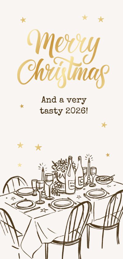Zakelijke kerstkaart horeca restaurant doodle sterren goud - Zakelijke kerstkaarten Zakelijke kerstkaarten - Zakelijke kerstkaart horeca restaurant doodle sterren goud