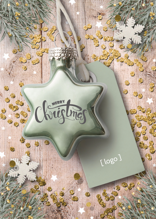 Zakelijke Kerstkaart - hout en kerstster - Zakelijke kerstkaarten Zakelijke kerstkaarten - Zakelijke Kerstkaart - hout en kerstster