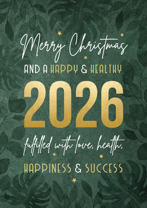 Zakelijke kerstkaart internationaal groen botanisch goud - Zakelijke kerstkaarten Zakelijke kerstkaarten - Zakelijke kerstkaart internationaal groen botanisch goud