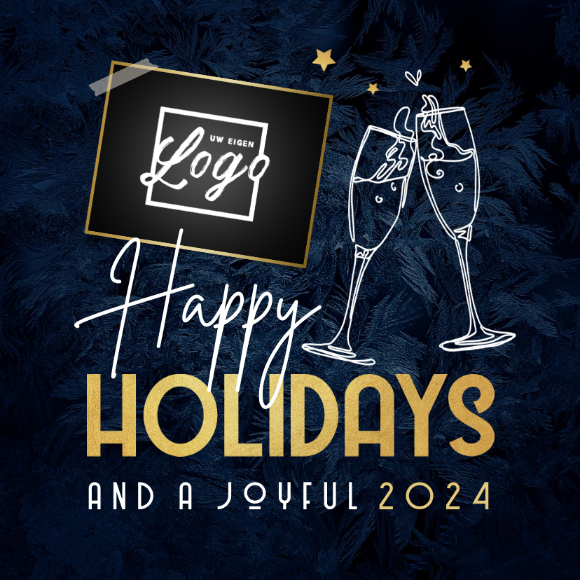 Zakelijke kerstkaart internationaal happy holidays champagne - Zakelijke kerstkaarten Zakelijke kerstkaarten - Zakelijke kerstkaart internationaal happy holidays champagne