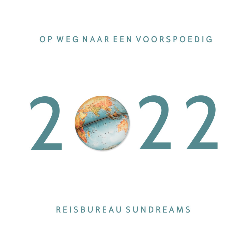 Zakelijke kerstkaart jaartal 2022 met wereldbol - Zakelijke kerstkaarten Zakelijke kerstkaarten - Zakelijke kerstkaart jaartal 2022 met wereldbol
