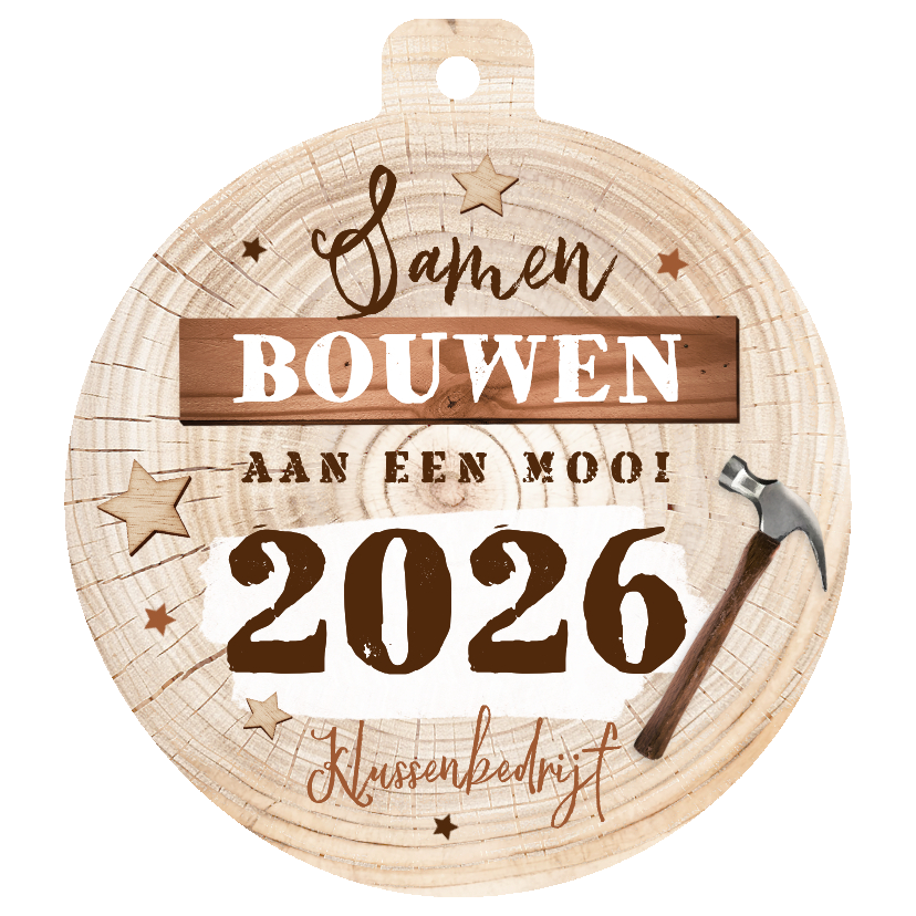 Zakelijke kerstkaart kerstbal bouwbedrijf klussen hout hamer - Zakelijke kerstkaarten Zakelijke kerstkaarten - Zakelijke kerstkaart kerstbal bouwbedrijf klussen hout hamer