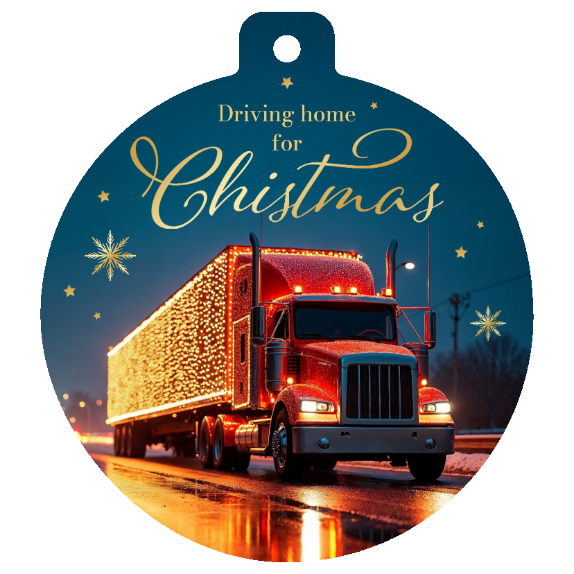 Zakelijke kerstkaart kerstbal transport sneeuw goud sterren - Zakelijke kerstkaarten Zakelijke kerstkaarten - Zakelijke kerstkaart kerstbal transport sneeuw goud sterren