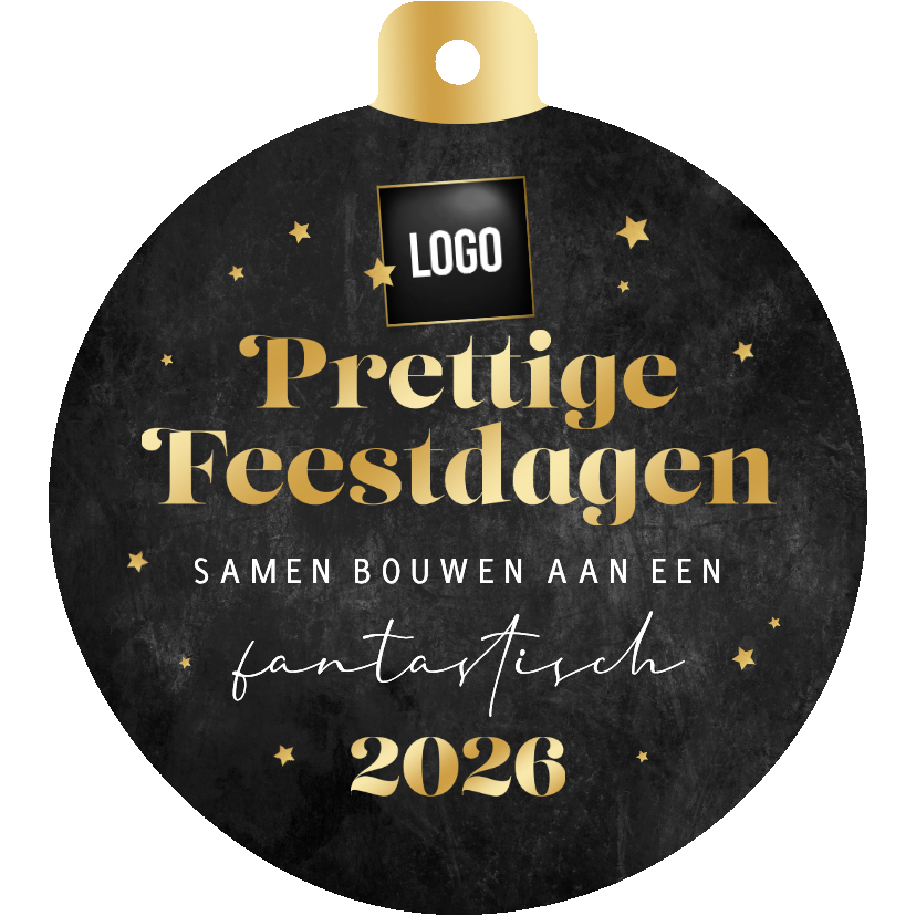 Zakelijke kerstkaarten - Zakelijke kerstkaart kerstbal vorm sterren fijne feestdagen