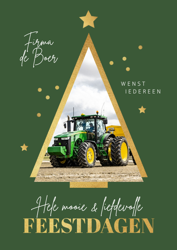 Zakelijke kerstkaart kerstboom fijne feestdagen goud sterren - Zakelijke kerstkaarten Zakelijke kerstkaarten - Zakelijke kerstkaart kerstboom fijne feestdagen goud sterren