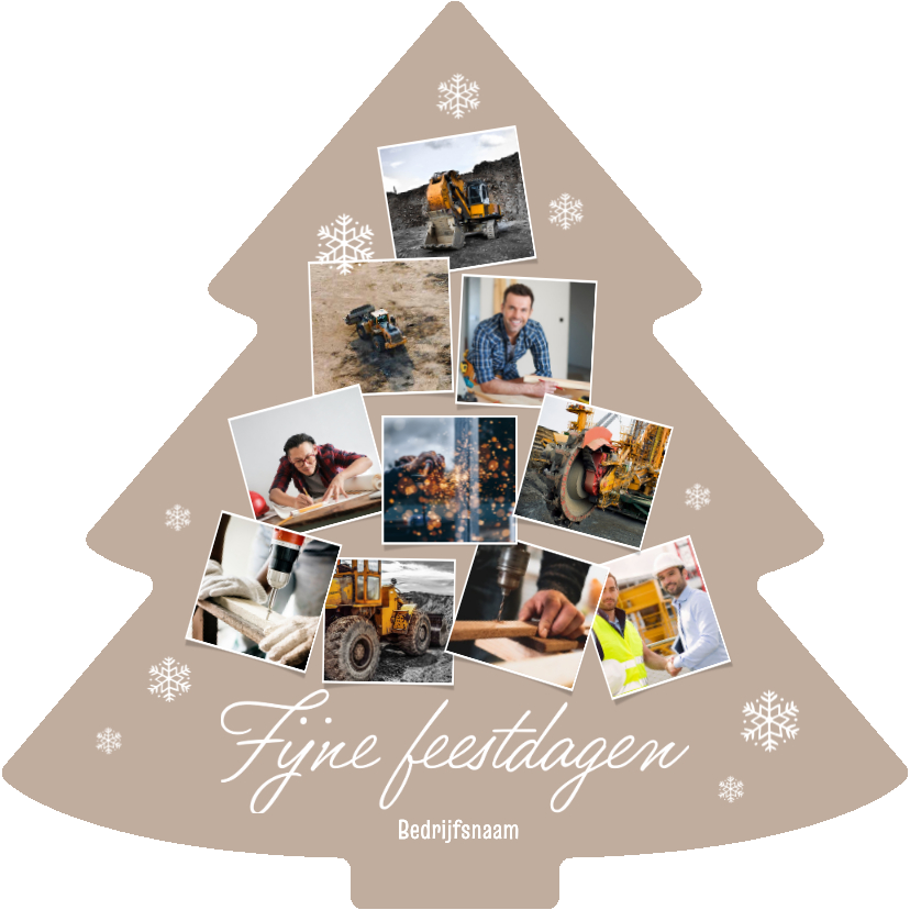 Zakelijke kerstkaart kerstboom fotocollage beige sneeuw - Zakelijke kerstkaarten Zakelijke kerstkaarten - Zakelijke kerstkaart kerstboom fotocollage beige sneeuw