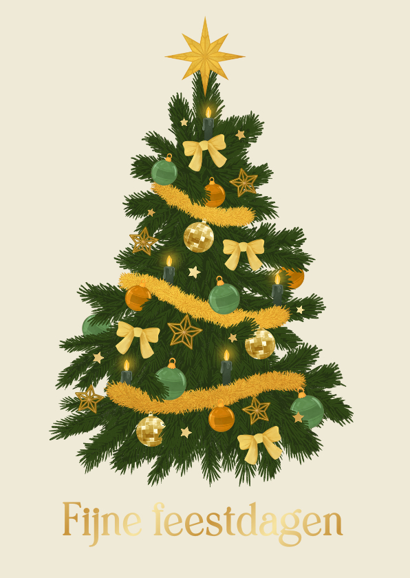 Zakelijke kerstkaarten - Zakelijke kerstkaart kerstboom goud trend decoratie