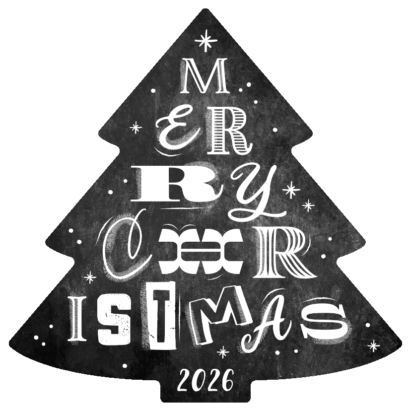 Zakelijke kerstkaart kerstboom krijtbord lettering chalk - Zakelijke kerstkaarten Zakelijke kerstkaarten - Zakelijke kerstkaart kerstboom krijtbord lettering chalk