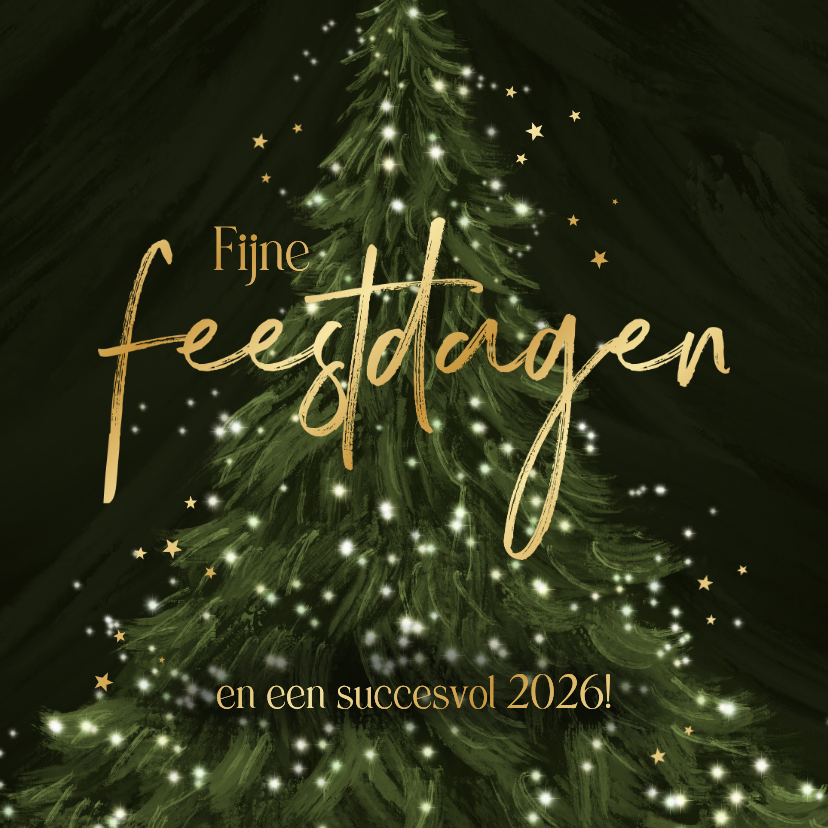 Zakelijke kerstkaart kerstboom lampjes goud sterren - Zakelijke kerstkaarten Zakelijke kerstkaarten - Zakelijke kerstkaart kerstboom lampjes goud sterren