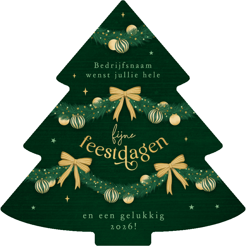 Zakelijke kerstkaart kerstboom strikjes bedankt sterretjes - Zakelijke kerstkaarten Zakelijke kerstkaarten - Zakelijke kerstkaart kerstboom strikjes bedankt sterretjes