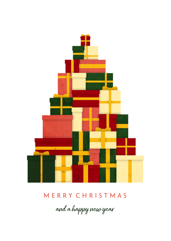 Zakelijke kerstkaart kerstboom van cadeaus - Zakelijke kerstkaarten Zakelijke kerstkaarten - Zakelijke kerstkaart kerstboom van cadeaus