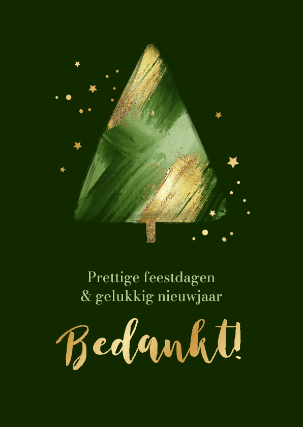 Zakelijke kerstkaarten - Zakelijke kerstkaart kerstboom verf abstract goud bedankt