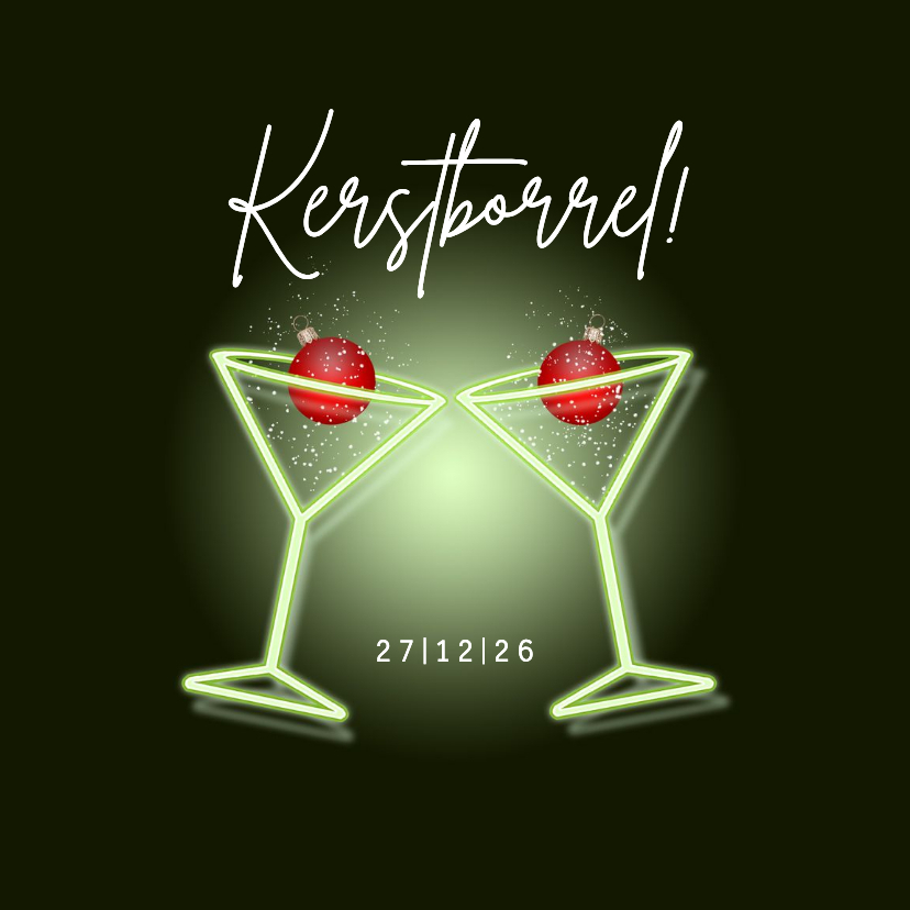 Zakelijke kerstkaarten - Zakelijke kerstkaart kerstborrel cocktailglazen