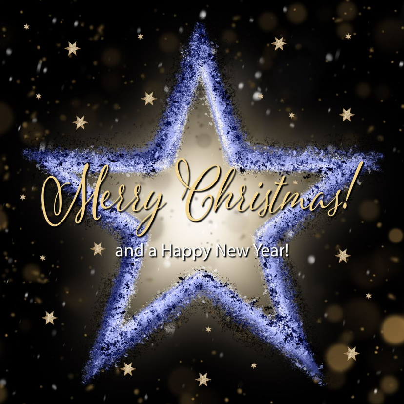 Zakelijke kerstkaarten - Zakelijke kerstkaart kerstster blauw en goud