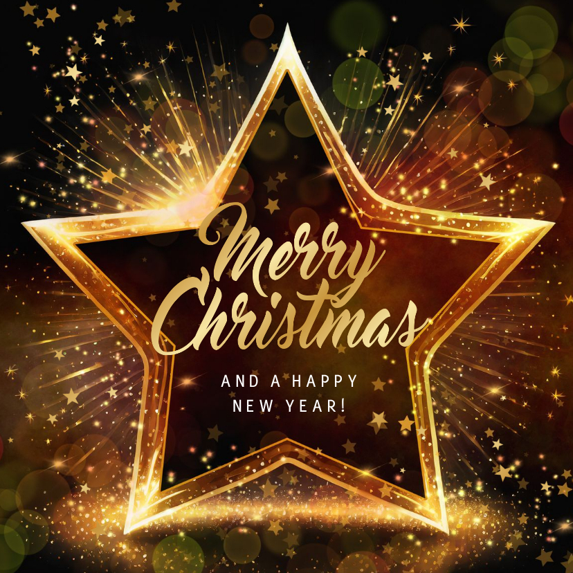 Zakelijke kerstkaart kerstster goud sparkling donker - Zakelijke kerstkaarten Zakelijke kerstkaarten - Zakelijke kerstkaart kerstster goud sparkling donker