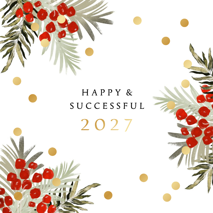 Zakelijke kerstkaart kersttakken watercolor confetti goud - Zakelijke kerstkaarten Zakelijke kerstkaarten - Zakelijke kerstkaart kersttakken watercolor confetti goud