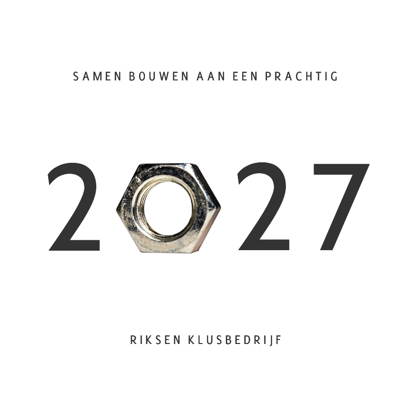 Zakelijke kerstkaart klusbedrijf jaartal 2027 moer - Zakelijke kerstkaarten Zakelijke kerstkaarten - Zakelijke kerstkaart klusbedrijf jaartal 2027 moer