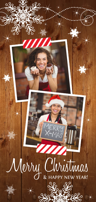 Zakelijke kerstkaart langwerpig hout foto - Zakelijke kerstkaarten Zakelijke kerstkaarten - Zakelijke kerstkaart langwerpig hout foto