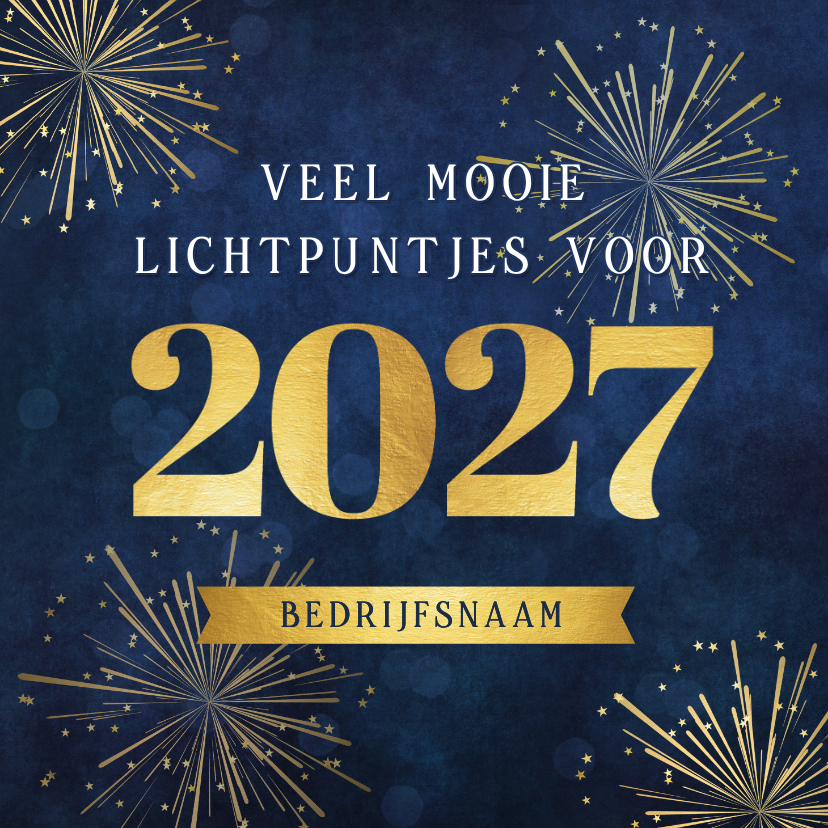 Zakelijke kerstkaarten - Zakelijke kerstkaart lichtpuntjes 2027 vuurwerk donkerblauw