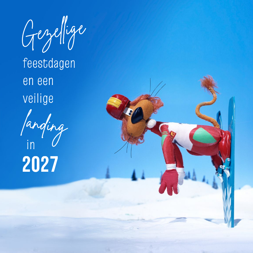 Zakelijke kerstkaart Loeki in de sneeuw - Zakelijke kerstkaarten Zakelijke kerstkaarten - Zakelijke kerstkaart Loeki in de sneeuw