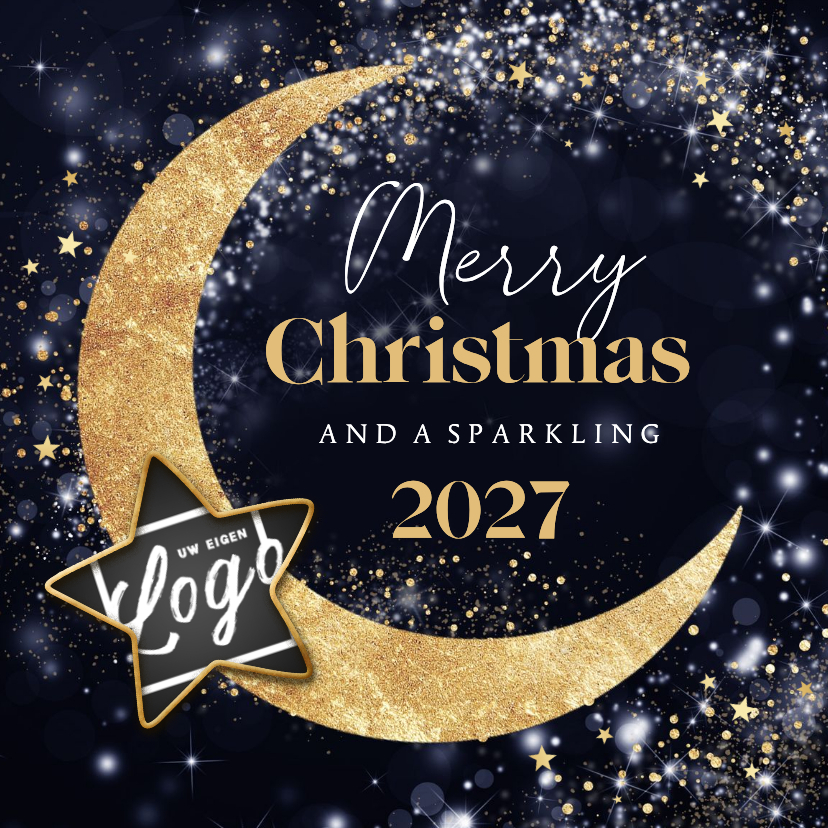 Zakelijke kerstkaart maan sterren glitters sparkling logo - Zakelijke kerstkaarten Zakelijke kerstkaarten - Zakelijke kerstkaart maan sterren glitters sparkling logo