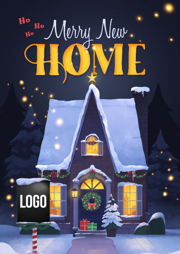 Zakelijke kerstkaart makelaar huis kerst illustratie - Zakelijke kerstkaarten Zakelijke kerstkaarten - Zakelijke kerstkaart makelaar huis kerst illustratie