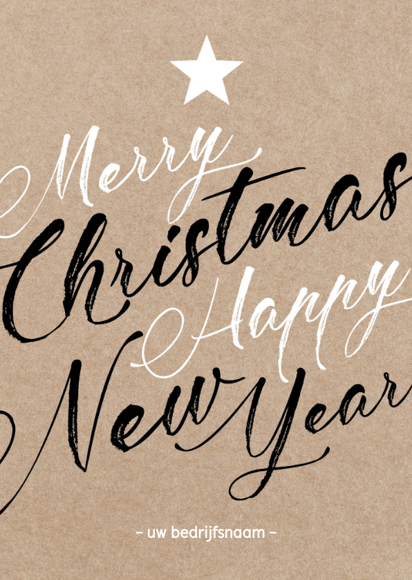 Zakelijke Kerstkaart - Merry Christmas Happy NewYear - Kraft - Zakelijke kerstkaarten Zakelijke kerstkaarten - Zakelijke Kerstkaart - Merry Christmas Happy NewYear - Kraft