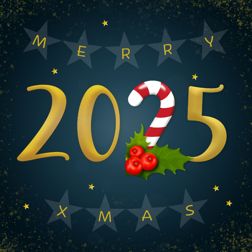 Zakelijke kerstkaart Merry Xmas 2025 Kaartje2go
