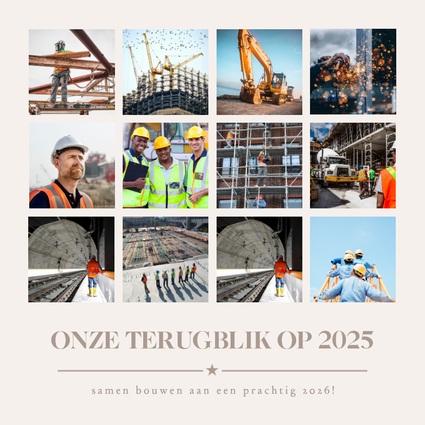 Zakelijke kerstkaarten - Zakelijke kerstkaart met 12 foto's als terugblijk op 2025