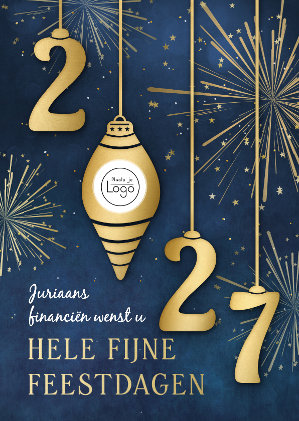 Zakelijke kerstkaart met 2027 kerstballen vuurwerk en logo - Zakelijke kerstkaarten Zakelijke kerstkaarten - Zakelijke kerstkaart met 2027 kerstballen vuurwerk en logo