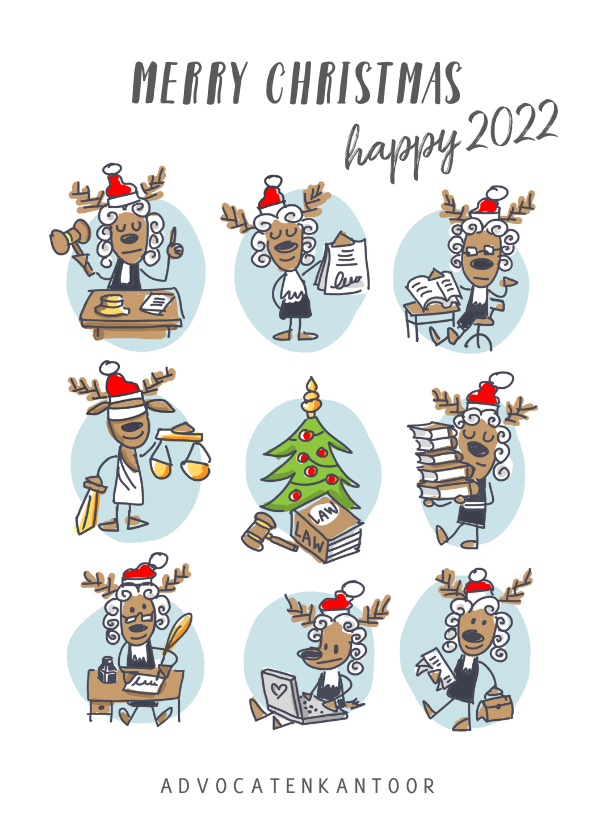 Zakelijke kerstkaart met 9 rendieren in de advocatuur - Zakelijke kerstkaarten Zakelijke kerstkaarten - Zakelijke kerstkaart met 9 rendieren in de advocatuur