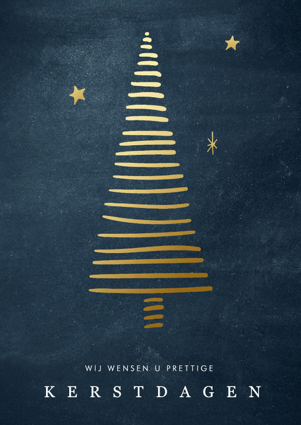 Zakelijke kerstkaart met gouden kerstboom en sterren - Zakelijke kerstkaarten Zakelijke kerstkaarten - Zakelijke kerstkaart met gouden kerstboom en sterren