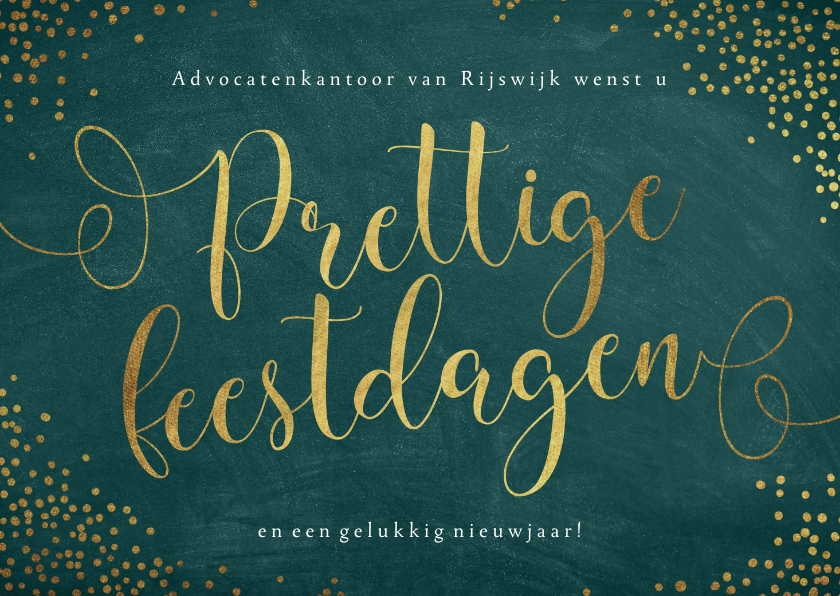 Zakelijke kerstkaart met goudkleurige sierlijke letters - Zakelijke kerstkaarten Zakelijke kerstkaarten - Zakelijke kerstkaart met goudkleurige sierlijke letters