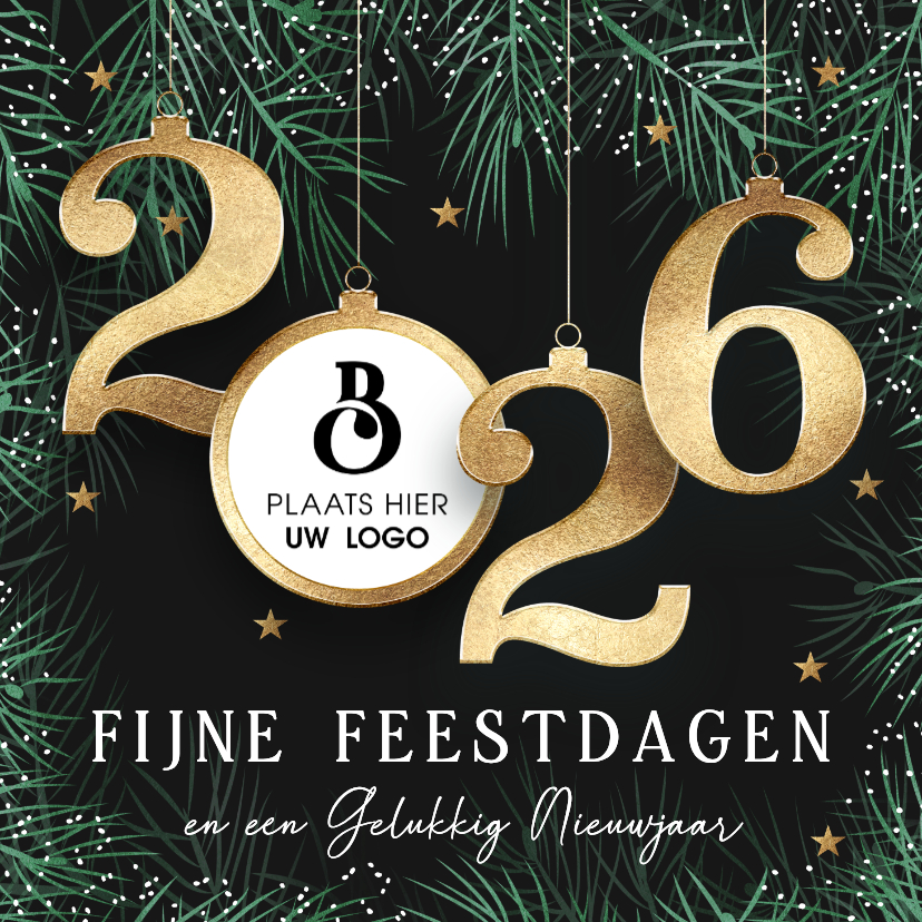 Zakelijke kerstkaart met logo en gouden 2026 - Zakelijke kerstkaarten Zakelijke kerstkaarten - Zakelijke kerstkaart met logo en gouden 2026