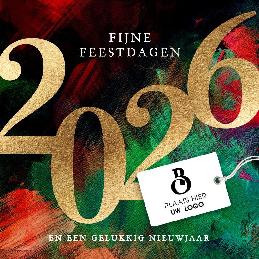 Zakelijke kerstkaart met logo in rood en groen - Zakelijke kerstkaarten Zakelijke kerstkaarten - Zakelijke kerstkaart met logo in rood en groen