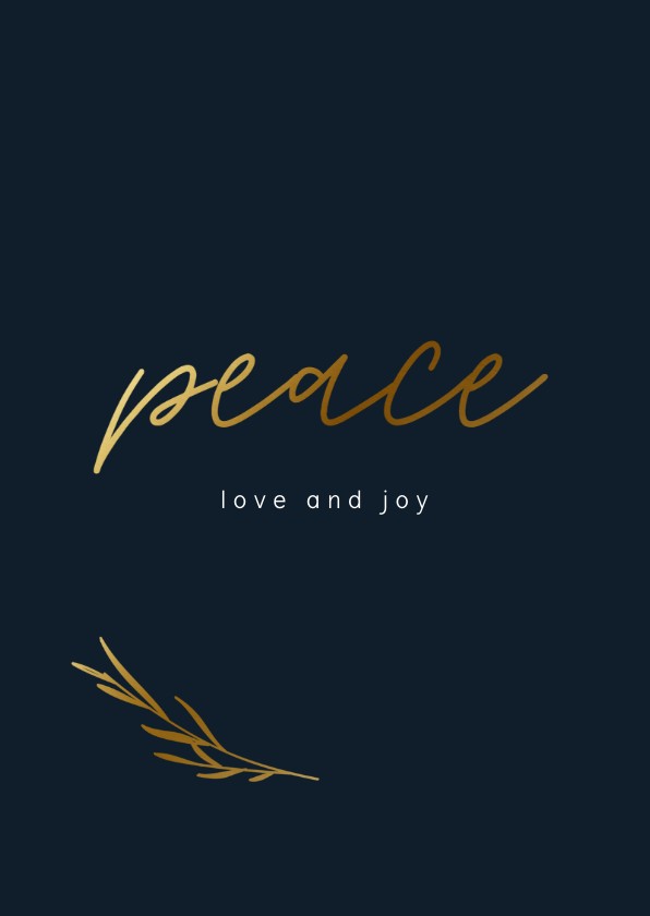 Zakelijke kerstkaart met peace en goudlook takje - Zakelijke kerstkaarten Zakelijke kerstkaarten - Zakelijke kerstkaart met peace en goudlook takje