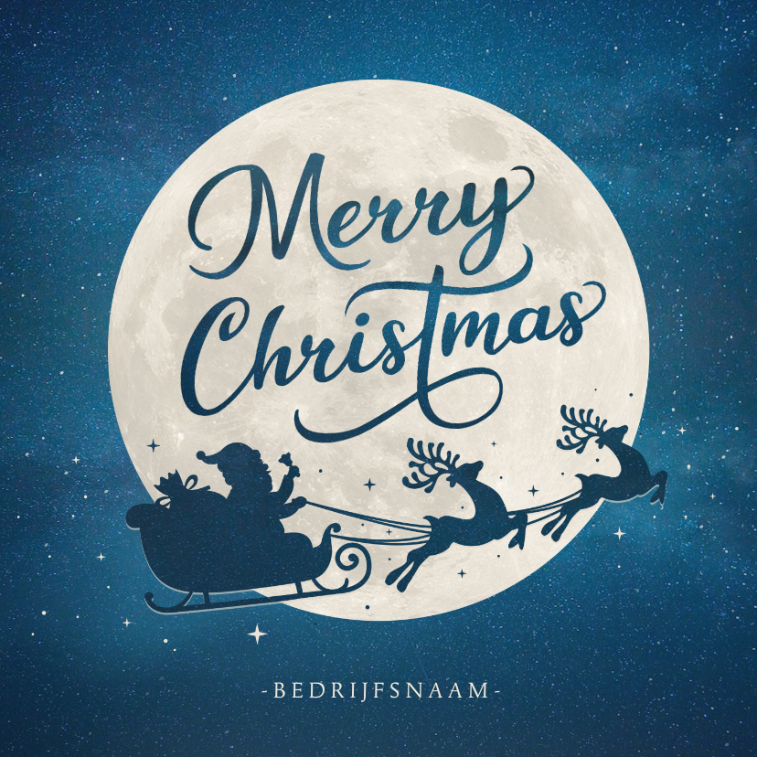 Zakelijke kerstkaart met silhouet van kerstman in arrenslee - Zakelijke kerstkaarten Zakelijke kerstkaarten - Zakelijke kerstkaart met silhouet van kerstman in arrenslee