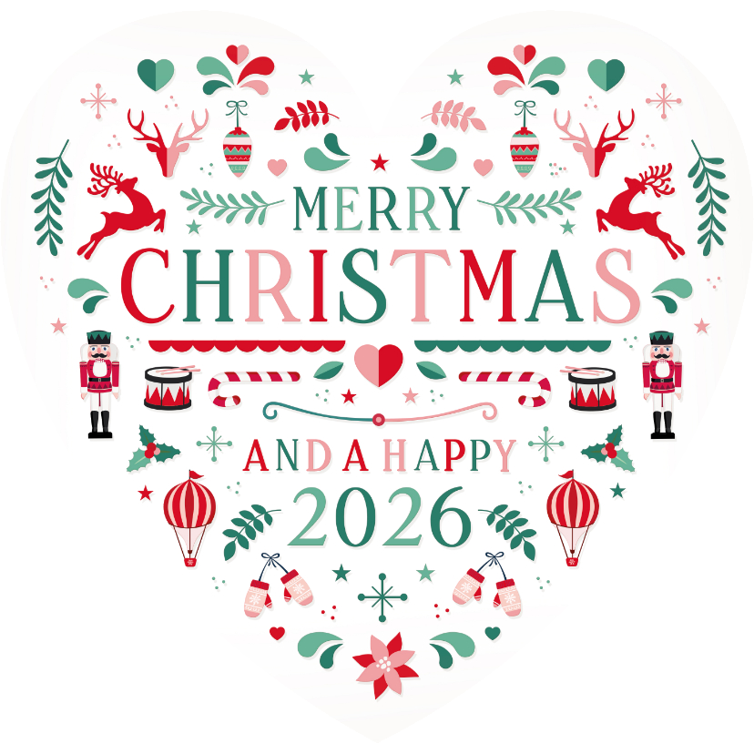 Zakelijke kerstkaarten - Zakelijke kerstkaart met traditionele kerst illustraties