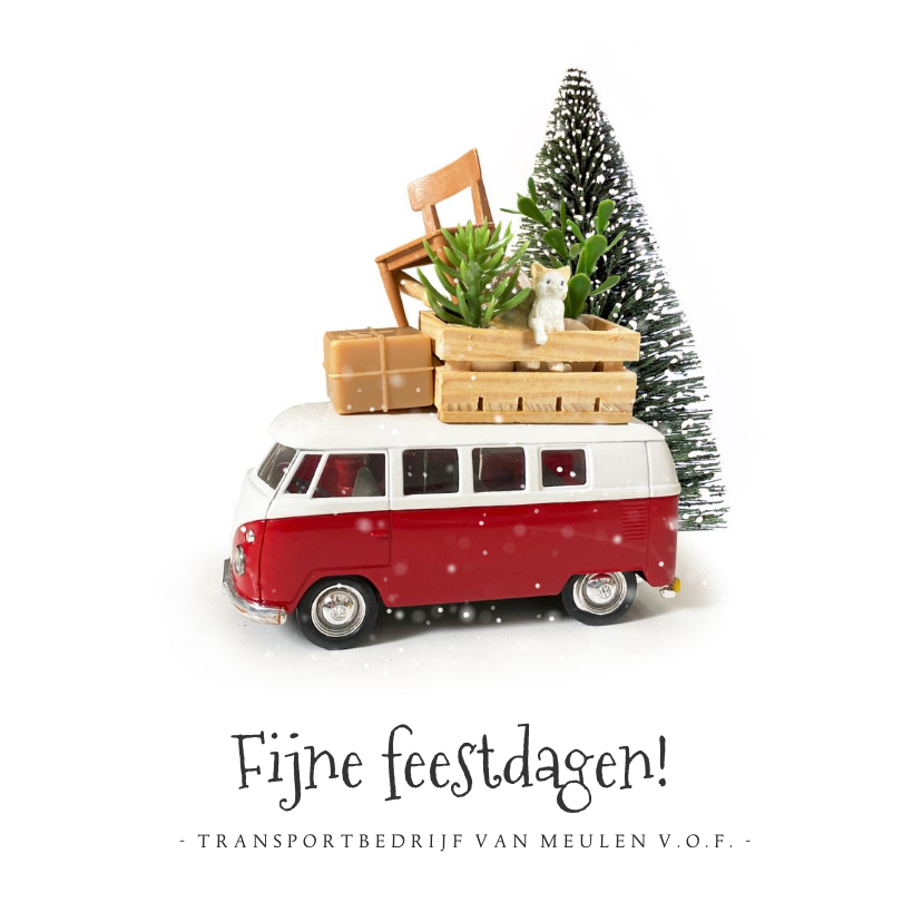 Zakelijke kerstkaarten - Zakelijke kerstkaart met Volkswagenbusje transportbedrijf