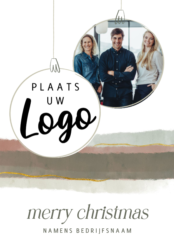Zakelijke kerstkaart met waterverf foto en logo folie - Zakelijke kerstkaarten Zakelijke kerstkaarten - Zakelijke kerstkaart met waterverf foto en logo folie